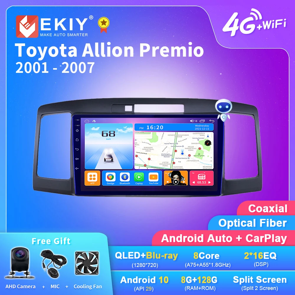 

Автомагнитола EKIY T7 QLED для Toyota мультимедийный видеоплеер с GPS-навигацией Android 10 2DIN DVD для Toyota Allion Premio T240 2001 - 2007