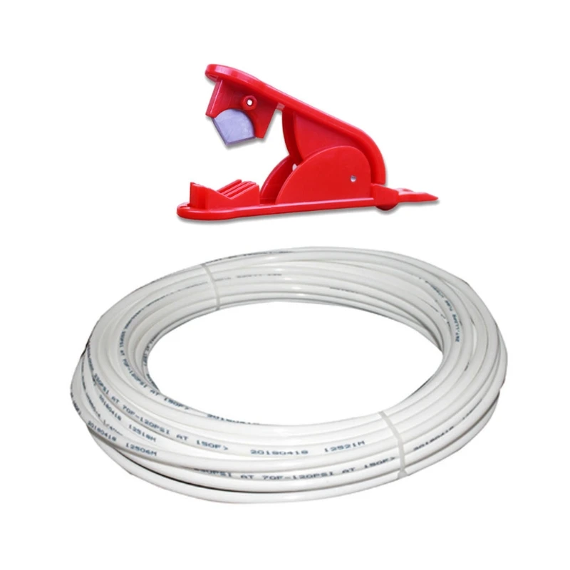S Tube For Ro Water Reverse Osmosis System Pe Pipe Tube Hose Cutter + 20 Meters/65 Ft Tubing Pipe (white)