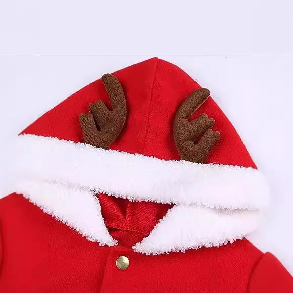 Новинка 2024 детское рождественское платье с капюшоном и лосем COSPIAY дневное