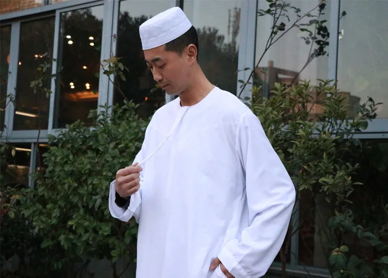 Islamic Clothing Men Jubba Thobe Length Long Sleeve Loose Muslim Men Saudi Arabia Pakistan Kurta Muslim Costumes Kaftan images - 6