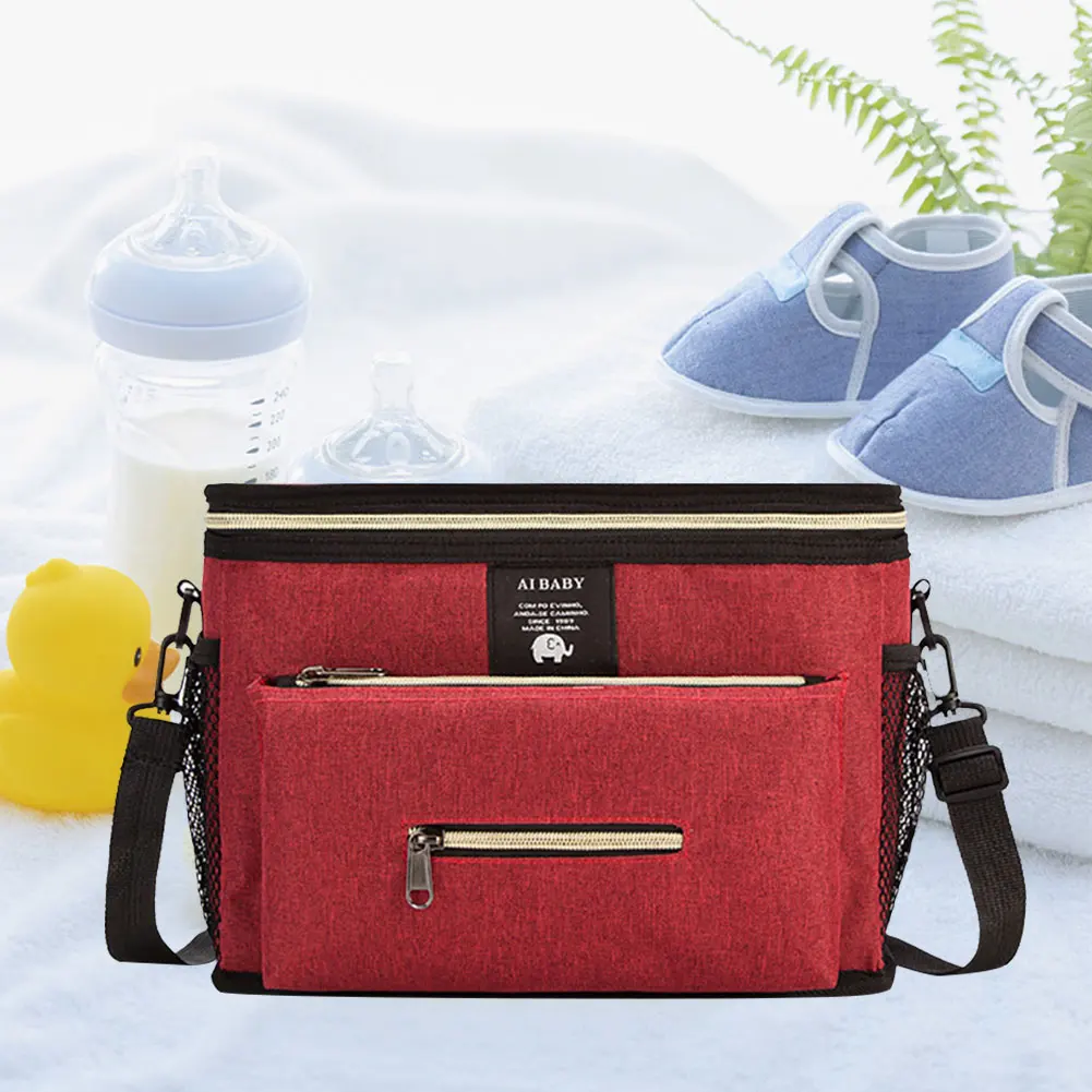 

Hanging Kid Zipper Large Capacity Mom Bag Portable Travel Diaper Storage Bags for Large Capacity Stroller Bag