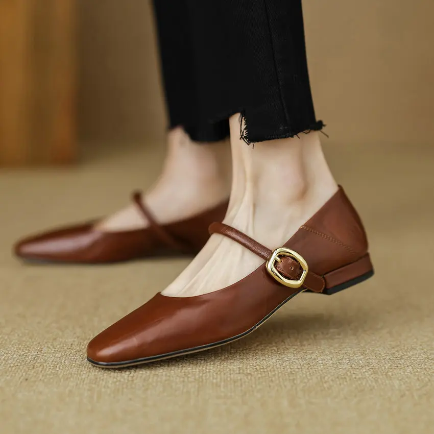 QUTAA/2024 г. Женские туфли-лодочки Туфли Мэри Джейн на низком толстом каблуке с