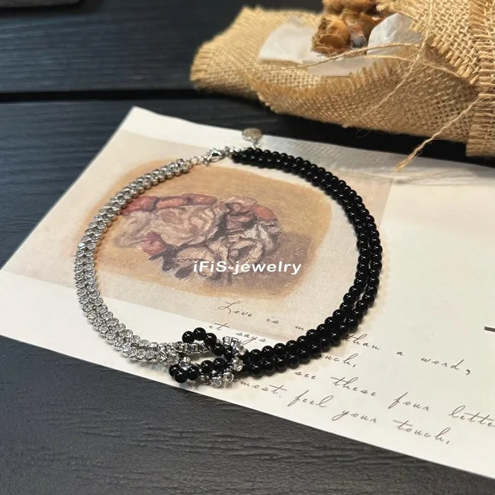 IFIS Light Luxury Color Matching Design Sweet Cool Zircon Twist Necklace Dinner Par Queen Flash Diamond Choker