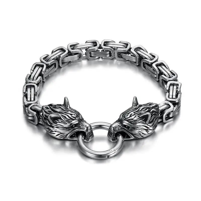 Rock Viking Wolf Charm Bracelet Men's Fashion Personality Chain Punk Bracelets Biker Jewelry