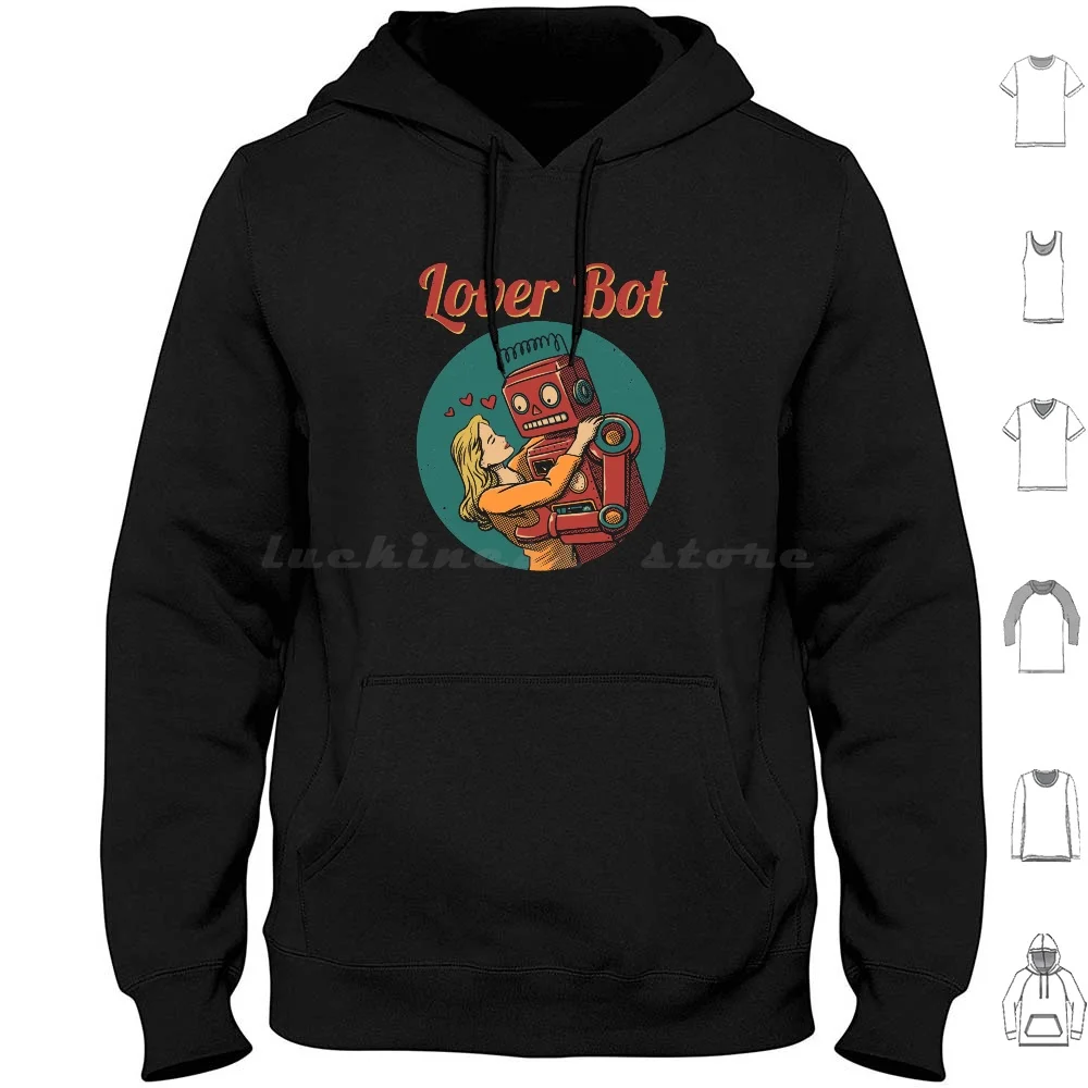 

Толстовка Lover Bot из хлопка с длинным рукавом Ретро робот Винтаж робот любовь 70S Винтаж 80-90-х