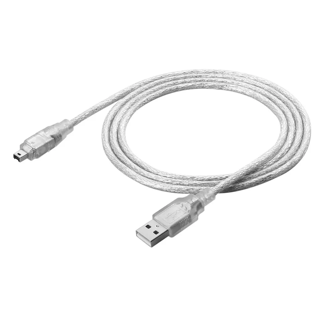 1.2м USB 2.0 Мужской кабель адаптера Firewire iEEE 1394 4 Pin iLink гибкий светлый белый