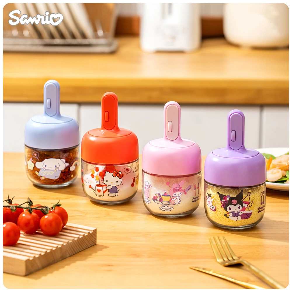 Kawaii Sanrio хобби My Melody Kuromi Cinnamoroll Hello Kitty мультфильм стеклянная банка для приправ с