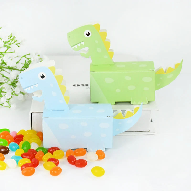 

10Pcs Cartoon Dinosaur Cookie Candy Boxes Paper Snack Packaging Box Dinosaur Birthday Party Decoration Baby Shower Gift Supplies