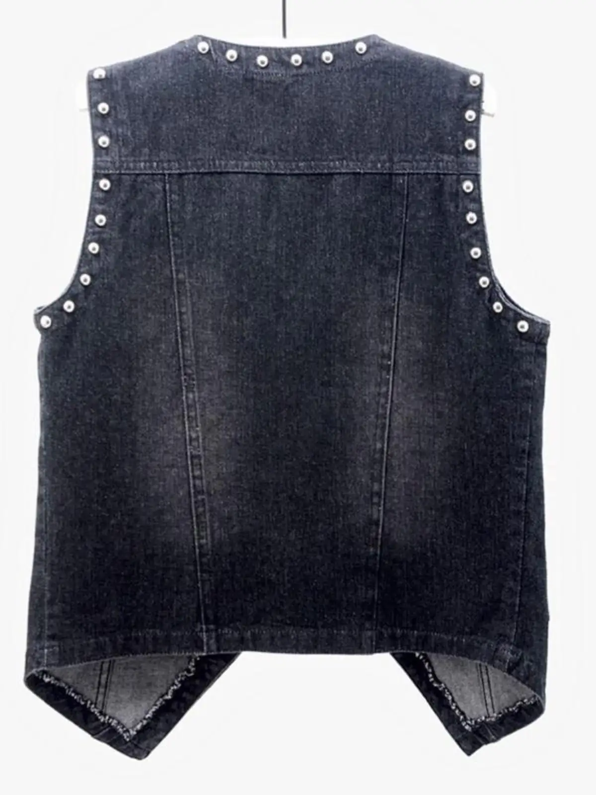 Short Denim Vest Women Outer Wear Spring and Autumn New Western Sle Fashion Rivet Slimming Sleeveless Outdoor Fas...