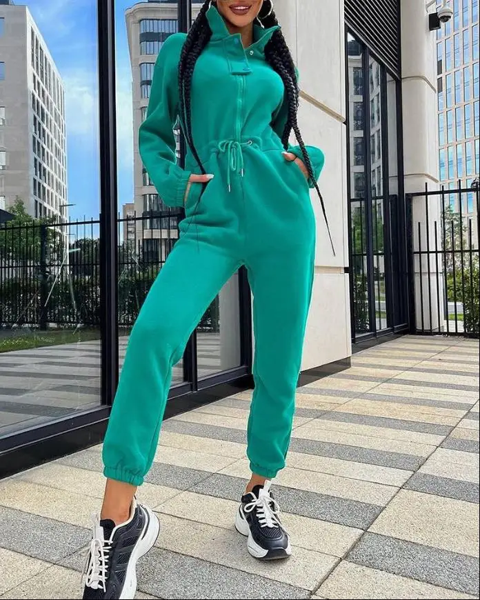 

Bodycon Jumpsuit For Women Long Sleeve Drawstring Waist Jumpsuit Clothing 2022 Playsuit Activity Streetwear Overalls