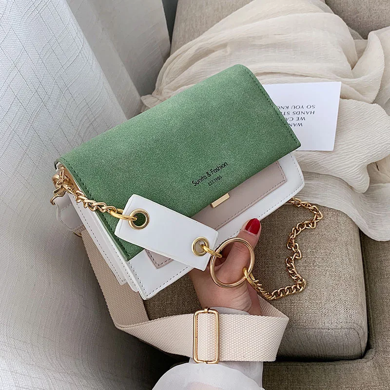 

Scrub Leather Contrast Color Crossbody Bags For Women 2022 Chain Simple Shoulder Bag Ladies Purses And Handbags Cross Body