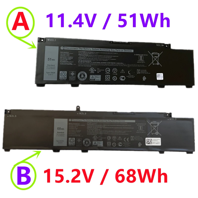 

Original 266J9 MV07R W5W19 72WGV JJRRD Laptop Battery For Dell G3 15 3790 3590 3779 G5 5587 5590 5500 5505 G7 7590 7790 P89F001