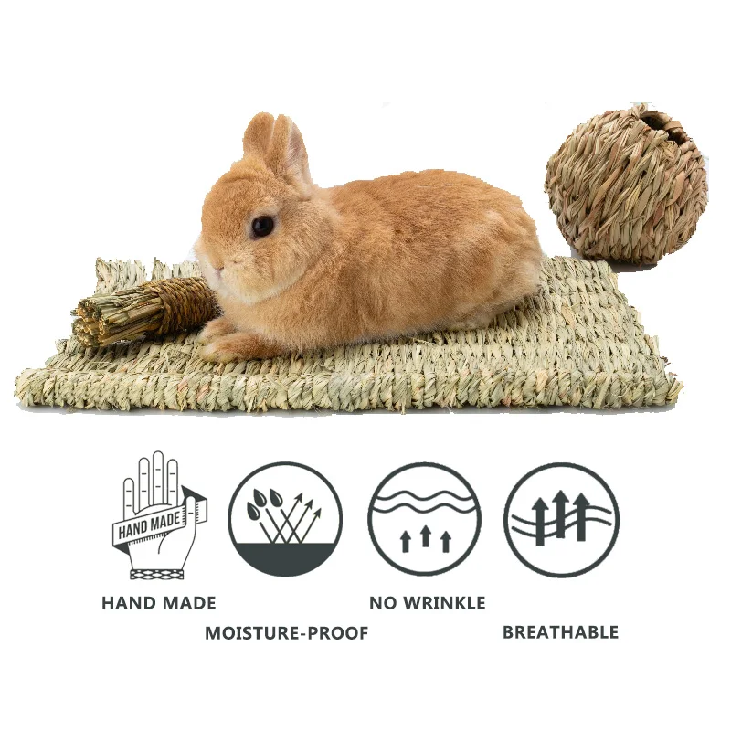 

Коврик тканый ручной работы для маленьких домашних животных, подстилка для кролика, травы, хомяка, растений, соломенная кровать, клетка, ков...