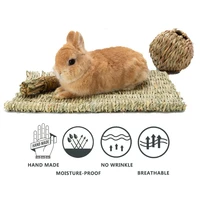 hand woven pad for small pets rabbit grass cushion hamster plant straw cage bed mat for guinea pig pet cage accessories lapin