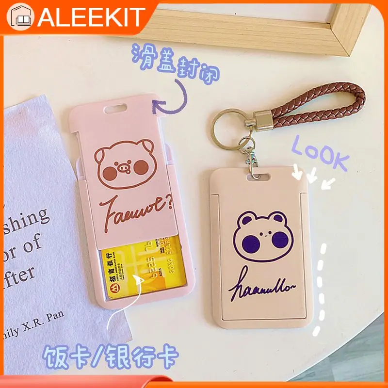 

6 Style Student Bus Card Cover Sliding Cover Cover Access Keychain Creative Campus Cute Meal Card Cover