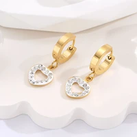 heart full diamond small pendant ear buckle high end alloy jewelry accessories stud earrings