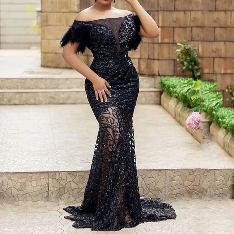 Plus Size Evening Sequin Dress Mesh See Through Clothing Female Luxury Elegant Robe 2023 Summer Women Trendy Party New In Dress