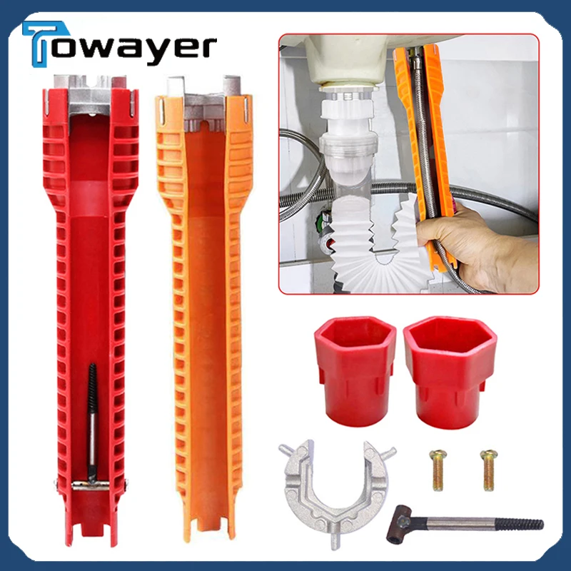 

8 In 1 Flume Wrench Faucet Sink Key Plumbing Tool Multifunctional Bathroom Faucet Assembly Plumbing Installation Wrench Set