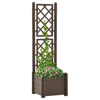 garden planters with trellis polypropylene patio plant pots raised bed garden decoration mocha 43x43x142 cm