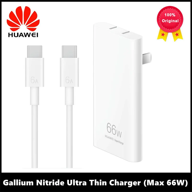 

Official Huawei Gallium Nitride Ultra Thin Charger (Max 66W) Super-Fast Charger Compatible PD Protocol Laptop Max 40W Charging