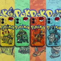 pokemon pikachu phone case for iphone 11 12 pro max 8 plus xr xs xs max 13 7 8 6s plus yellow cartoon color silicone case gift