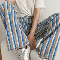fashion summer womens pants womens clothing e girl aesthetic color striped straight high waist casual pants streetwear women