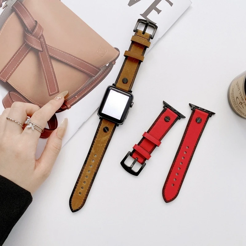 

Ремешок кожаный для Apple Watch Band 38 мм 40 мм 42 мм, для iWatch Series 7 6543, 44 мм 41 мм 45 мм