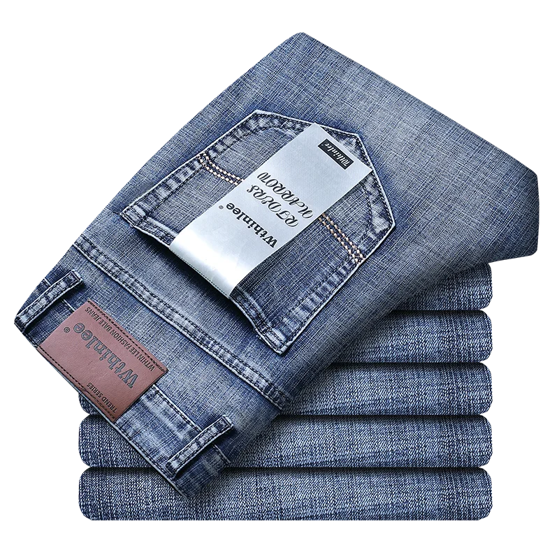 

Nieuw bedrijf heren jeans casual straight stretch mode klassiek blauw zwart werk denim broek herenmerk kledingmaat 32-38