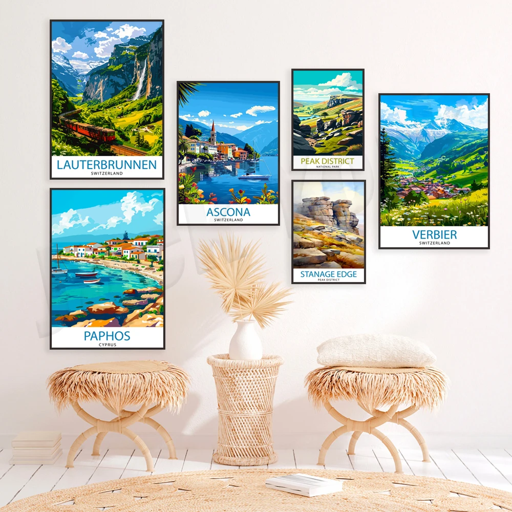 Фото Loch Lomond, Scafell Pike, Ascona, Lauterbrunnen, Verbier, Buttermere Lake District, Paphos, Cyprus, Stanage Edge дорожный постер №2