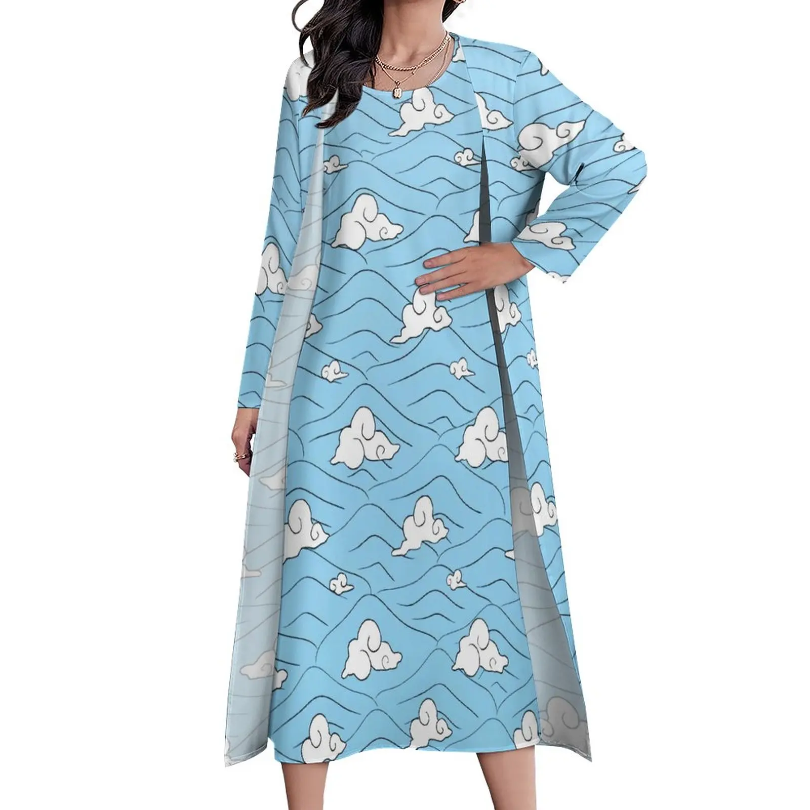 

Платье макси Tanjiro Kamado с волнистым узором, длинное пляжное платье в стиле бохо для косплея из аниме «киметсу No Yaiba», с изображением рассекающе...