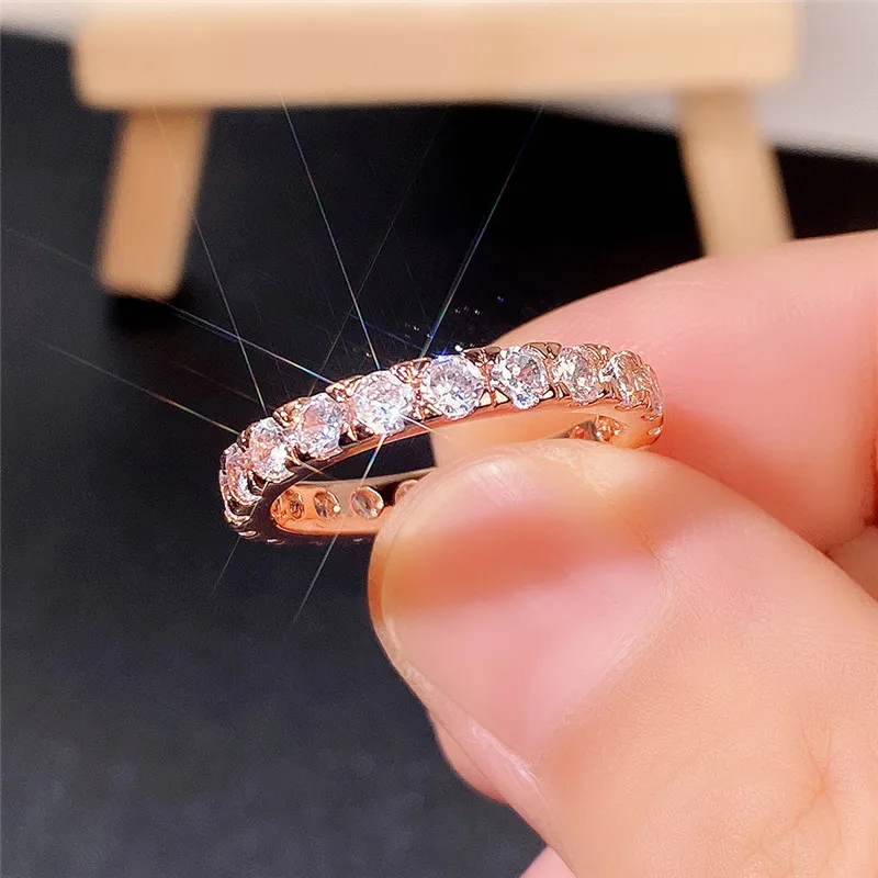 

New Simple Stylish Round Band Ring for Women Micro Paved Cubic Zirconia Stone Daily Collocation Girls Ring Statement Jewelry