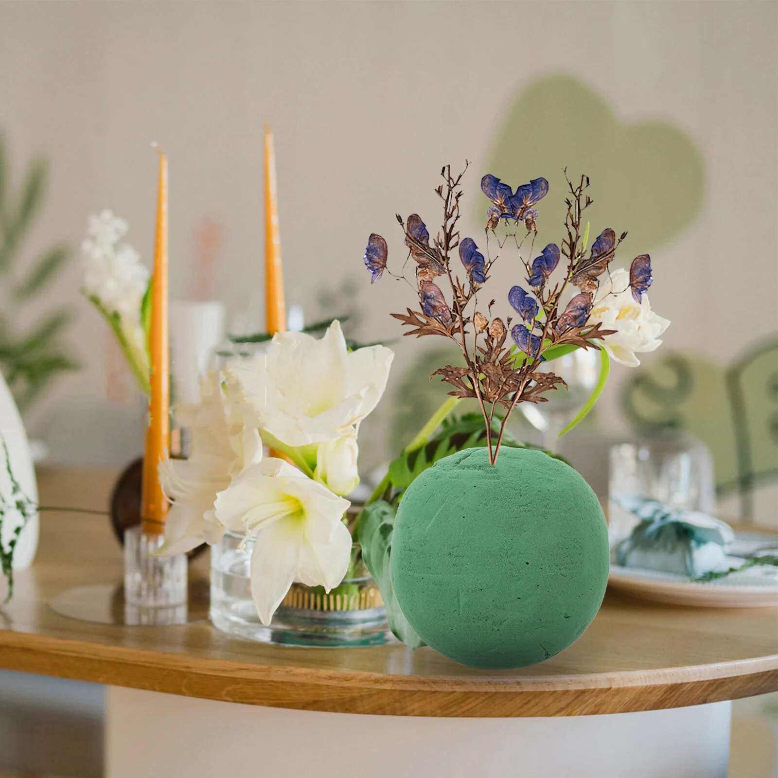 

2 Pcs Vase Sphere Wet Flower Foam Ball Floral Stand Wedding Artificial Phenolic Resin Foams Flowers