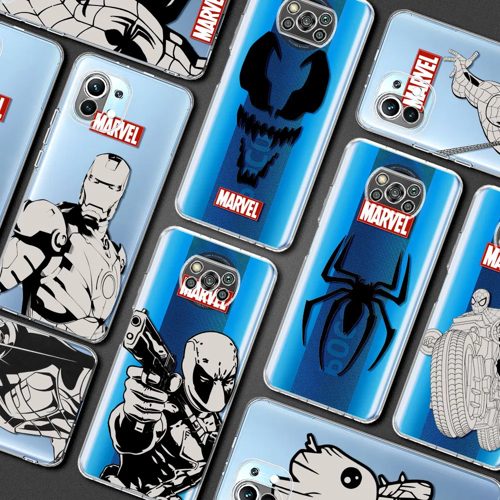 

Venom Spiderman Marvel Clear Case for Mi Poco X3 NFC 12 11 Lite 10T Pro Luxury SmartPhone Cover M3 F1 11T 10 5G 12X 9T 11X Shell