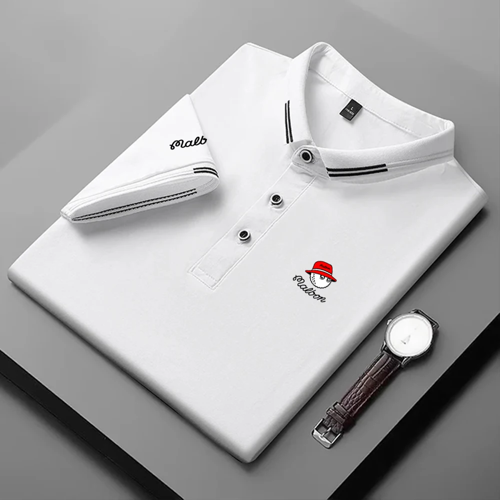 

Мужская летняя рубашка-поло Malbon для гольфа, новинка 2023, Высококачественная Мужская дышащая быстросохнущая спортивная рубашка для гольфа с ...