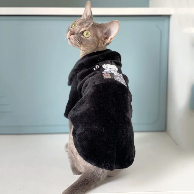 

Devon Rex clothes cat sphinx hairless cat clothes thick flannel Pet Clothing Cat winter Coat pet costume Sphynx Cat Outfits