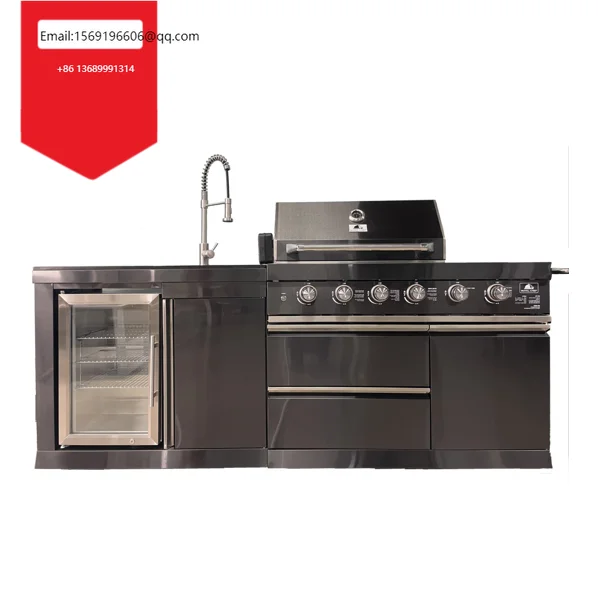 

Четыре горелки, черные, из нержавеющей стали, европейский стиль, газовые грили для барбекю, уличная кухня