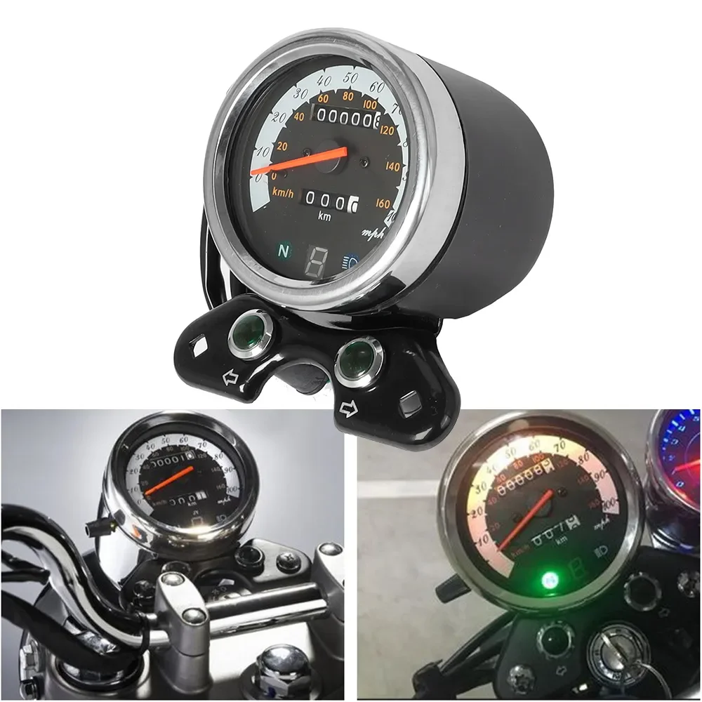 

Motorcycle 12V LCD Digital Measurement Odometer Speedometer Oil Gauge Custom Universal For Honda Yamaha Suzuki Kawasaki BMW
