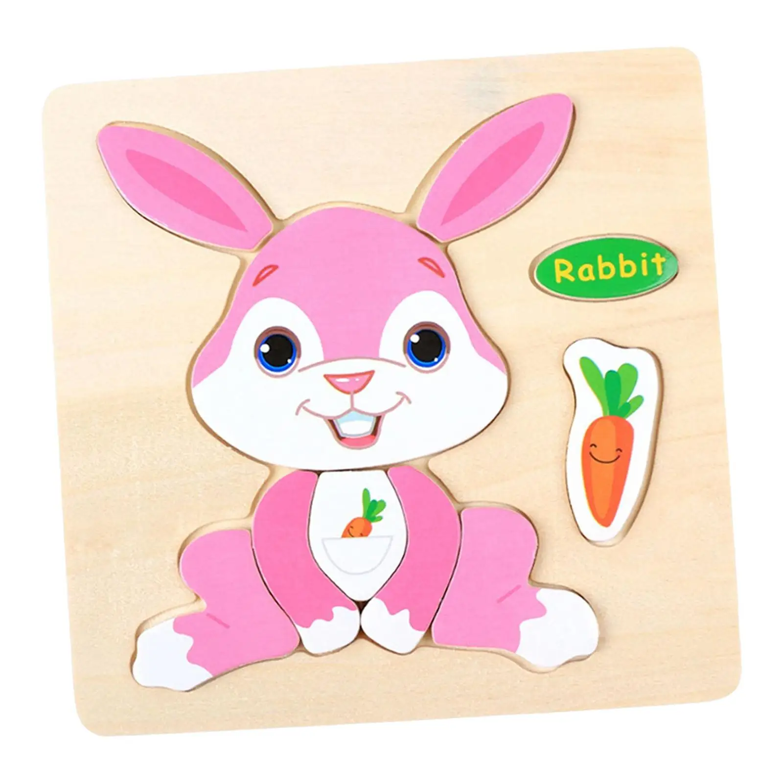 

Wooden Cartoon Rabbit Jigsaw Puzzles for Baby Birthday Travel Toy