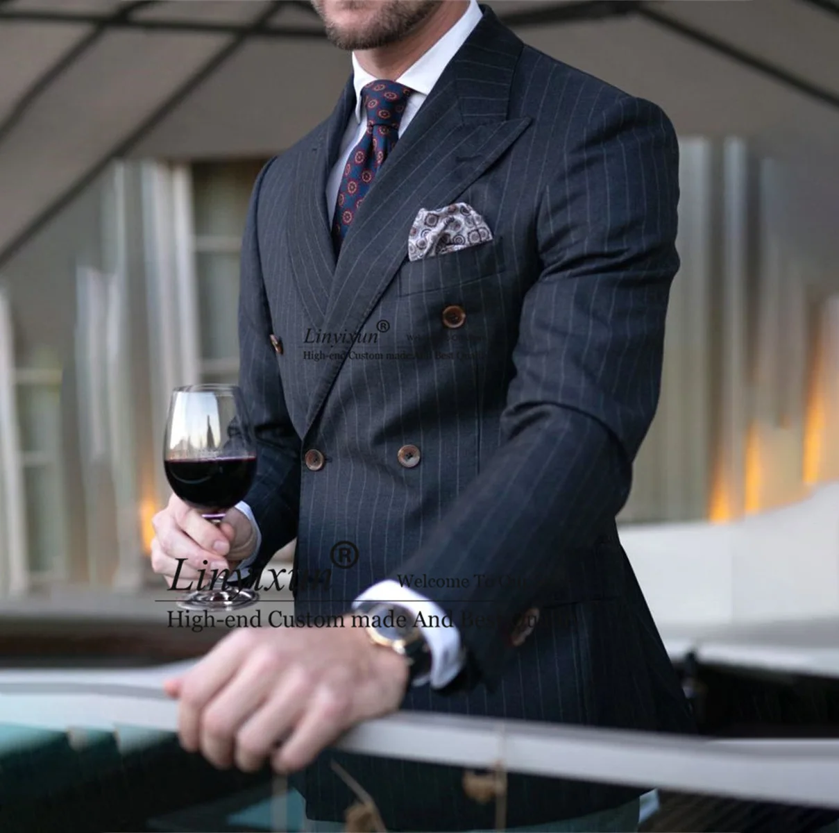 

Деловые полосатые мужские костюмы из 2 предметов, деловые рабочие смокинги, мужские облегающие брюки, элегантные костюмы для мужчин