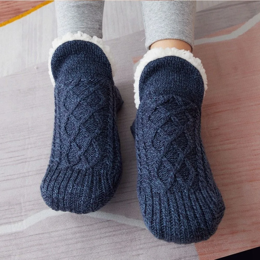 

Soft Indoor Socks Home Slippers Warm Socks Solid Color Coral Fleece Socks Winter Floor Shoes Floor Socks Female Hosiery