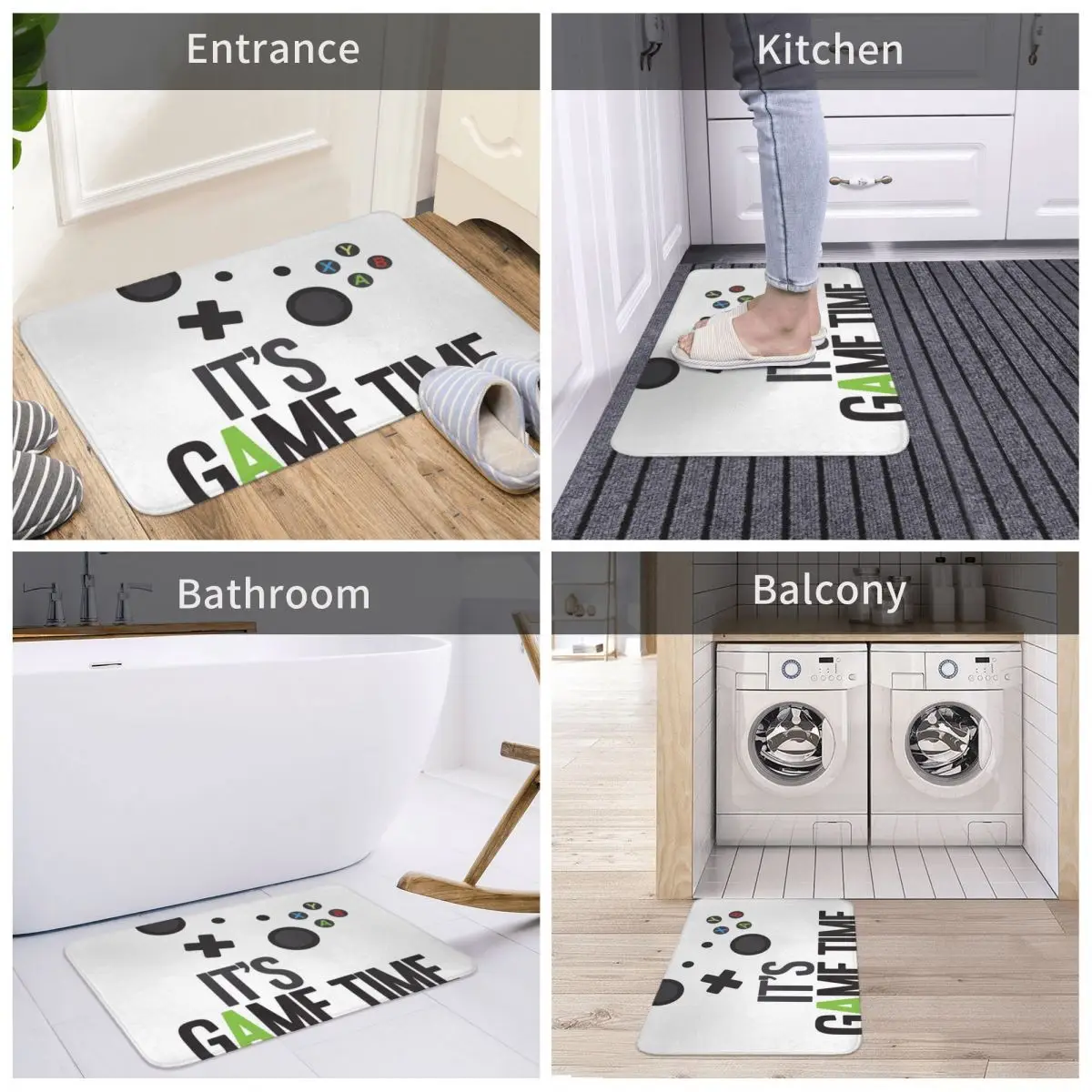 

Door Mat It's Game Time Decor 3D Rug Carpet Bathmat Anti-slip Entrance Living Room Home Kitchen Washable Bathroom Equipment