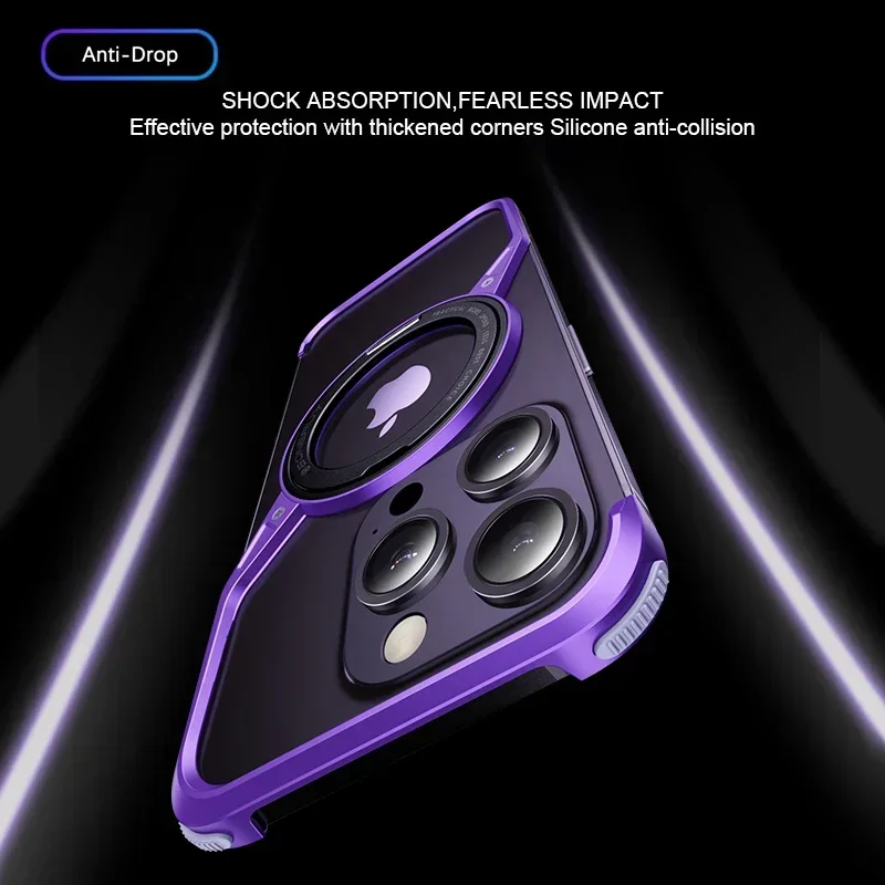 Металлический чехол для телефона Magsafe iPhone 14 15 16 Pro Max 15Pro 16Pro вращающаяся на 360 °