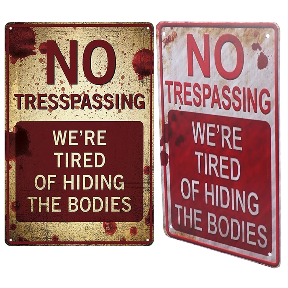 

2 Pcs Garden Ornament Caution Sign Decorate Warning Iron Outdoor Public Pendant Signs