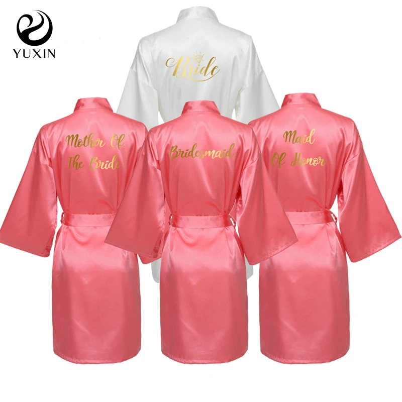 YUXINBRIDAL 2019 New Bridesmaid Robes  Robes  Bridal Robes Coral Satin Robe  Bridesmaid Robes Wedding