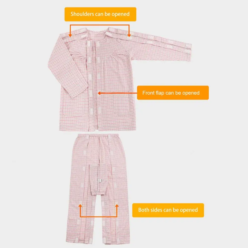 2 Pcs/Set Hospital Top Pants Set Fashion Full Length Cardigan for Home Care Women Home Top Pants Set Patient Top Pants Set