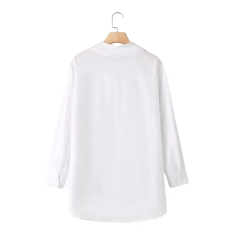 Блузка женская хлопковая однотонная с длинным рукавом в стиле минималистик