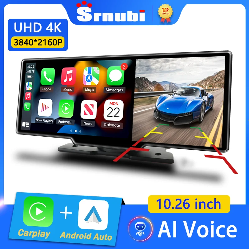 Wireless Carplay Android Auto Car Monitor Multimedia Gps Rea