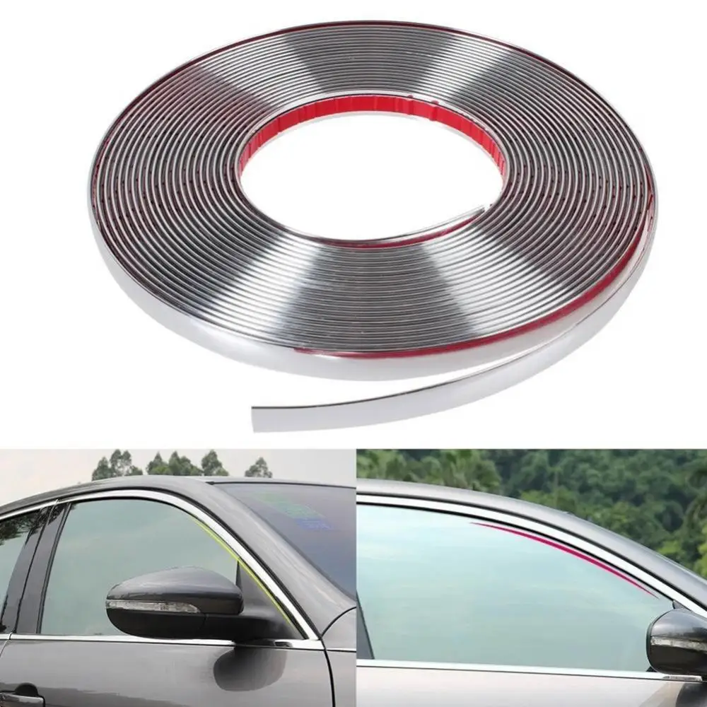 

Universal Silver Car Chrome Styling Decoration Moulding Trim Strip Tape Auto DIY Protective Sticker 6mm 15mm 18mm 22mm