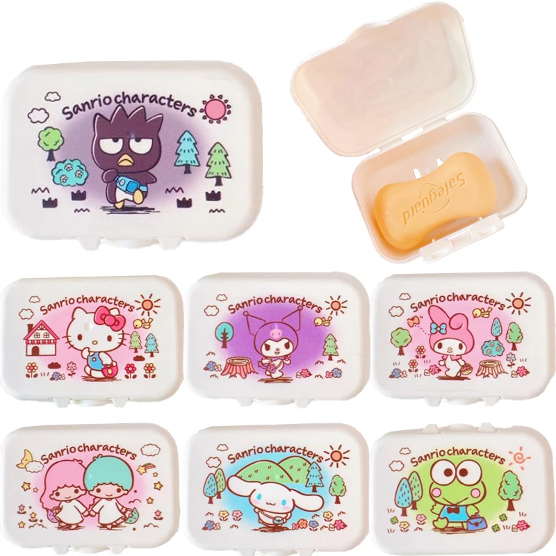 

1,25 см Sanrios Kawaii Flip мыльница креативная Kuromi Mymelody Kitty Cinnamorol мультфильм с крышкой