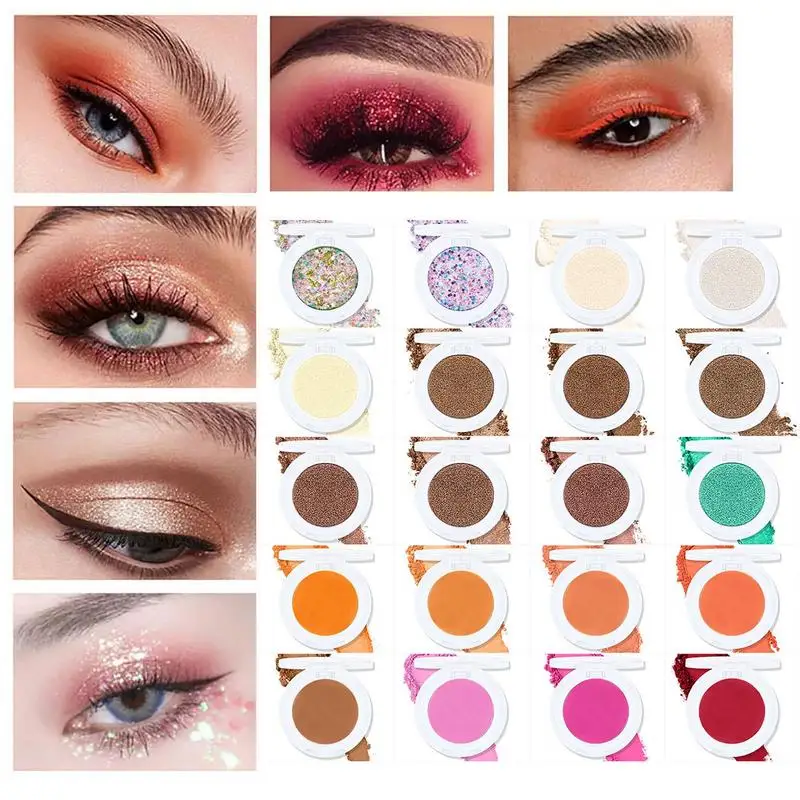 

20 цветов/набор, блестящие тени для век